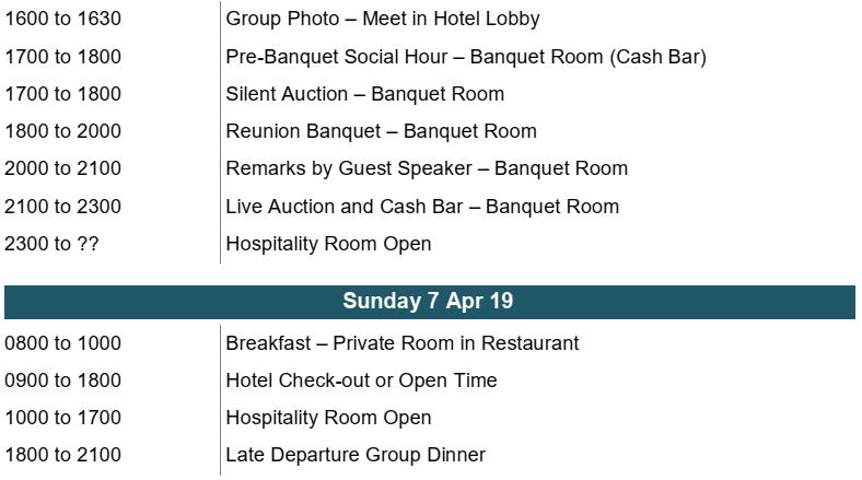 Reunion Event Schedule